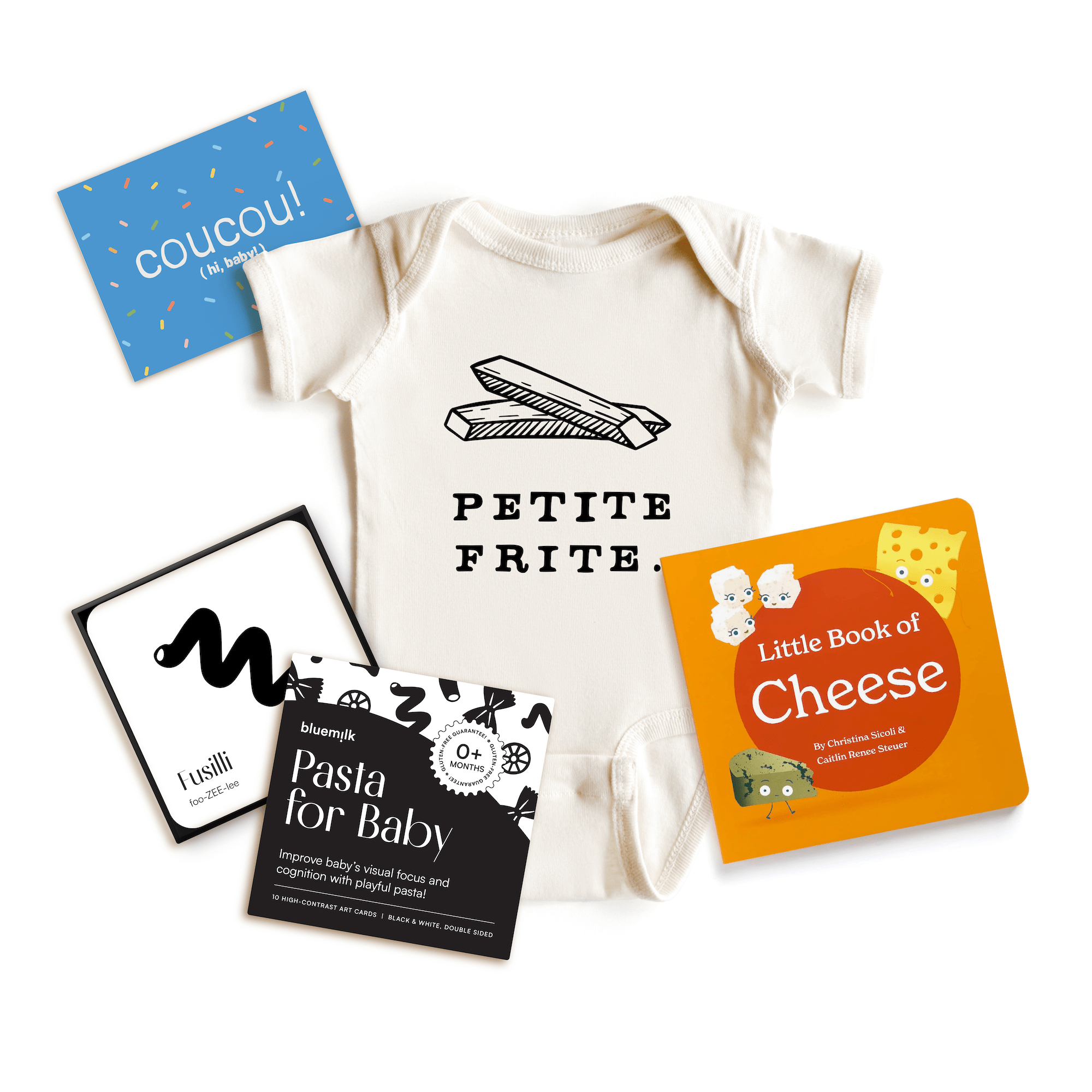 Chunky Deli Foodie Baby Gift Bundle with Little Book of Pasta, Gourmet for Baby art cards, and Al Dente bodysuit